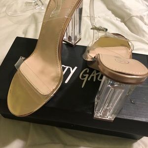 Nasty Gal Clear Rose Gold Strap Heels